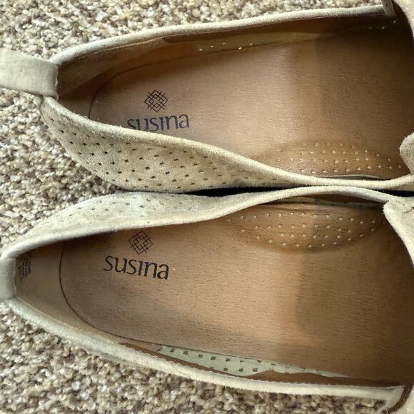 Susina Kellen Almond Toe Tan Suede Leather Slip On Loafers Flats 8M - Picture 2 of 12